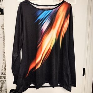 MINGE Fashion Street Casual Loose Round Neck Print Top Loose Long Sleeve T-shirt